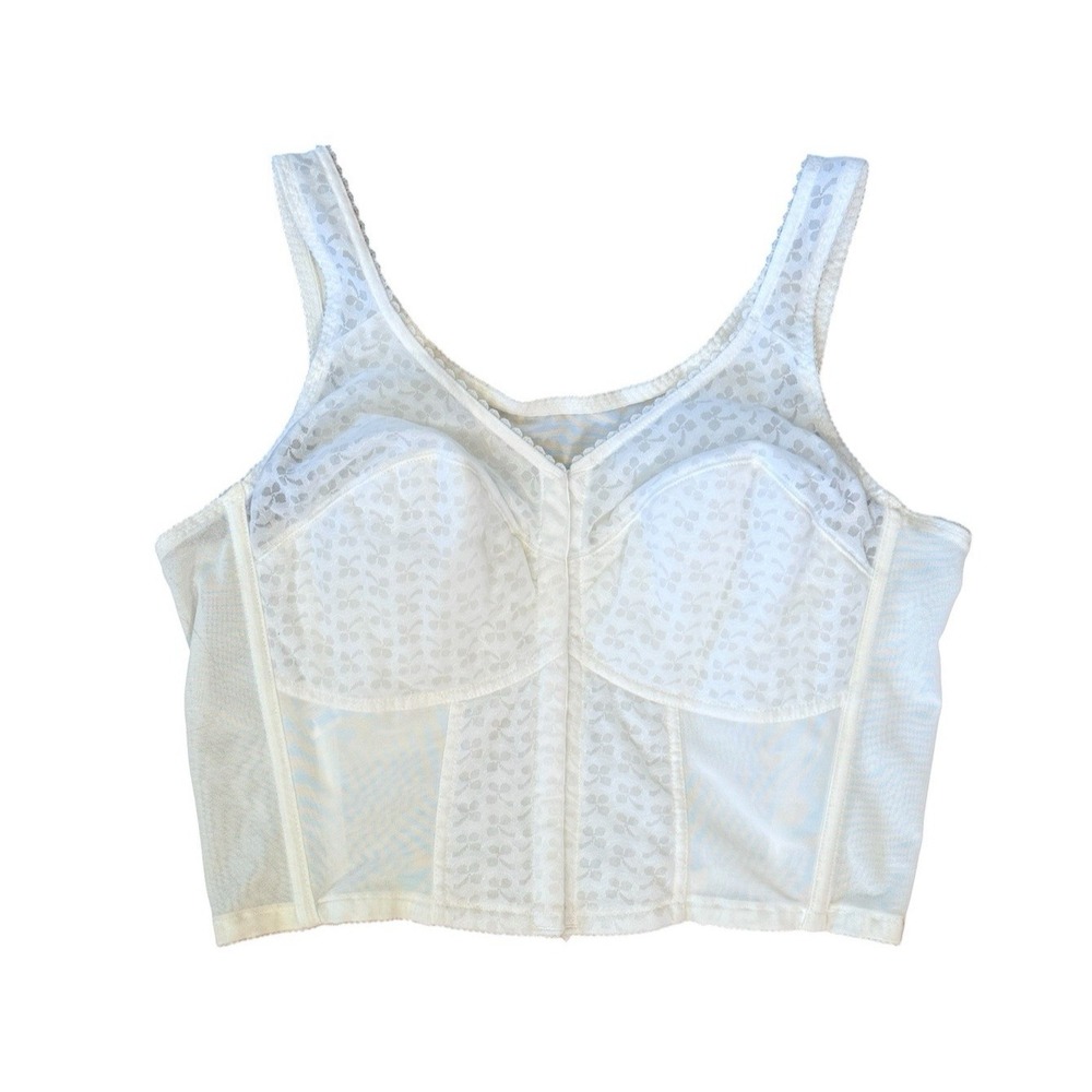 Vintage Bestform White Corset Bustier‎ Bra Padded Stretch Victorian Women's 42C